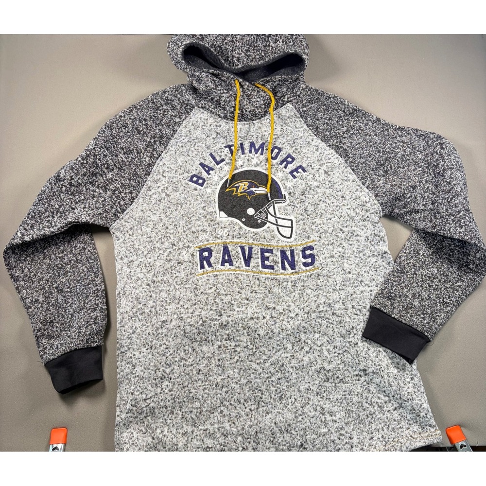 Baltimore Ravens NFL Team Apparel Hoodie Marled Grey Black XL Football Pullover